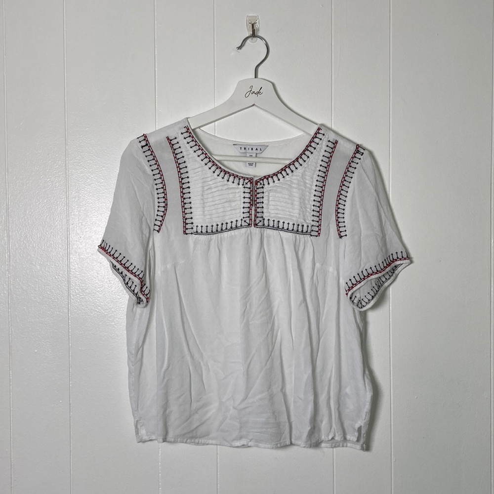 Beaded, Embroidered White Cotton Shirt
